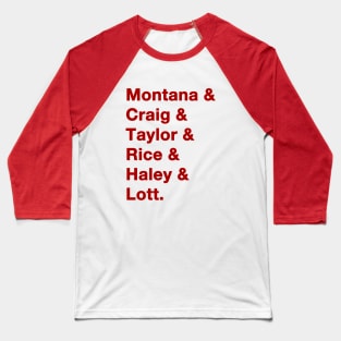 1989 49ers Greats Red Baseball T-Shirt